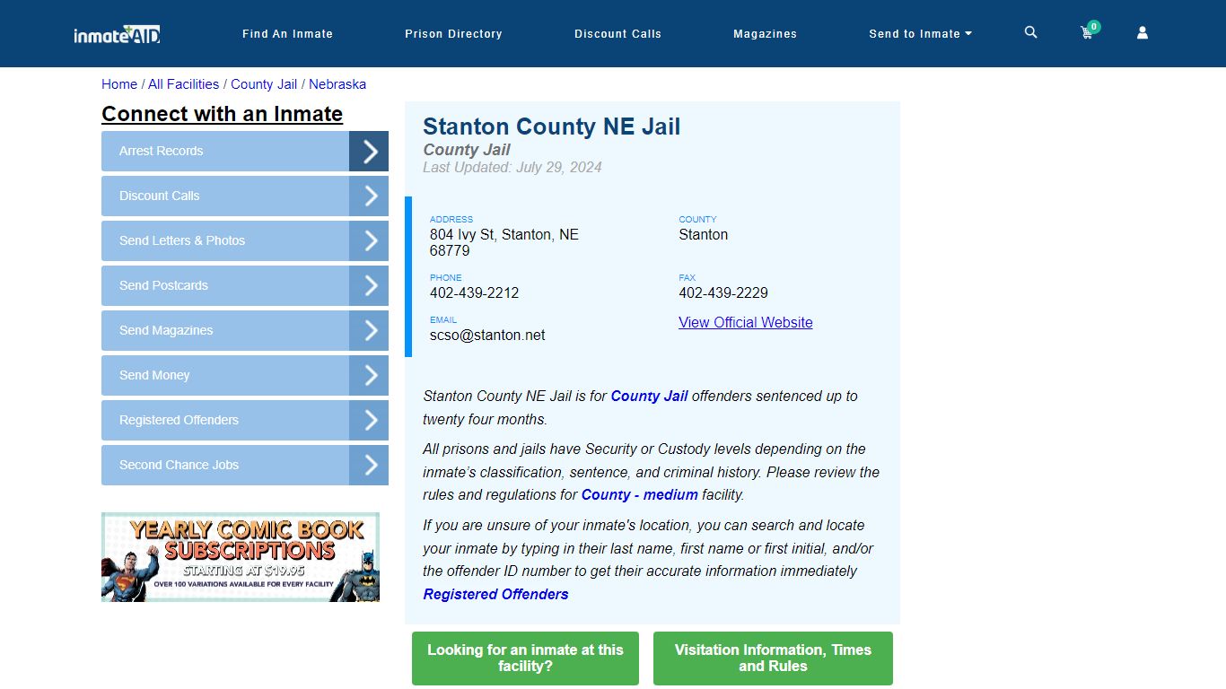 Stanton County NE Jail - Inmate Locator